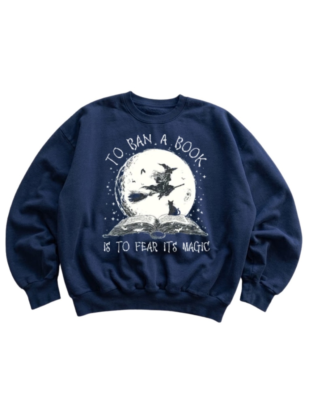 Gildan Navy Graphic Sweatshirt - 'To Ban a Book' Magic Design